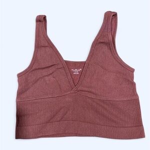 Women's Ribbed Brown Bralette